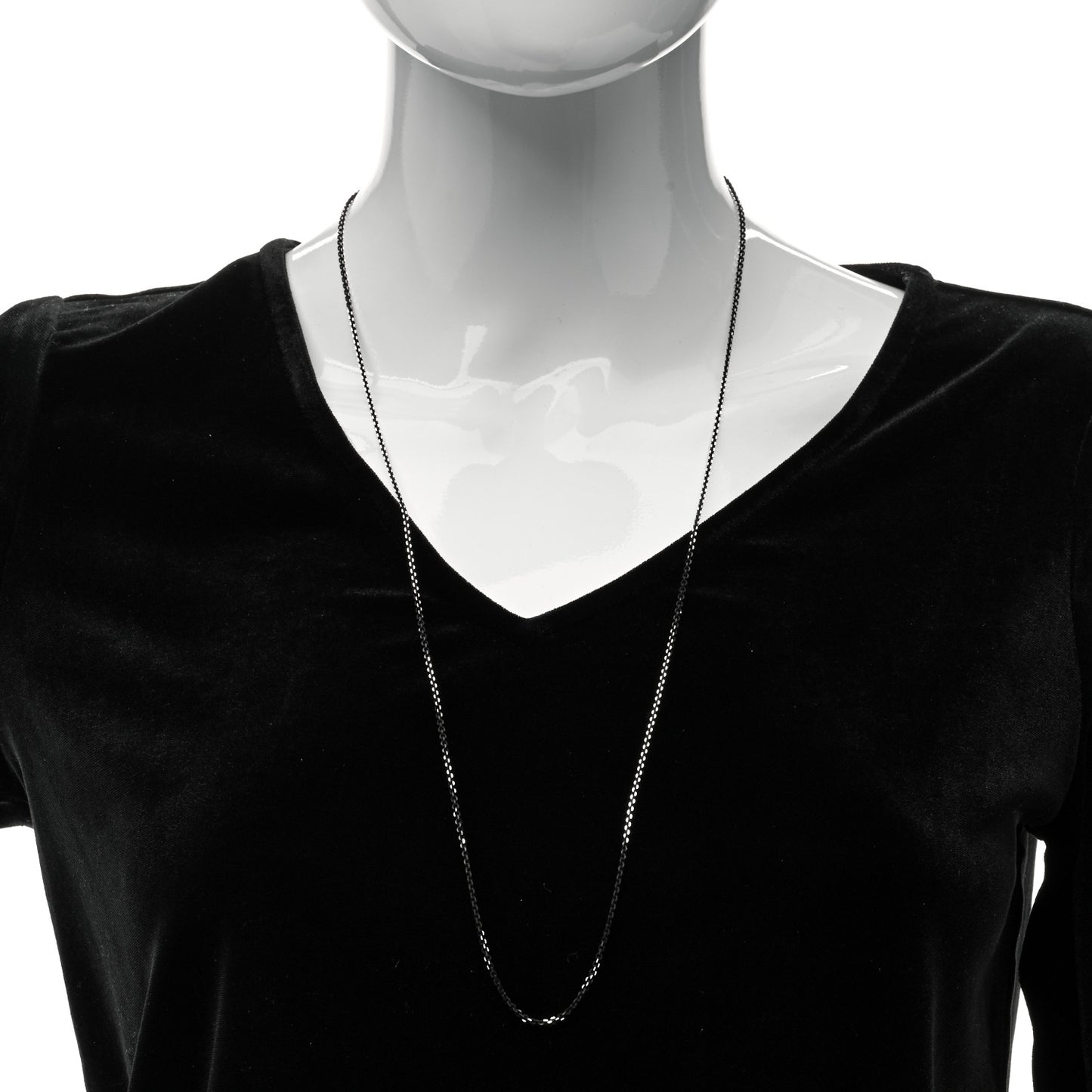 Sterling Silver Enamel 1.75mm Chain Necklace Black 30"
