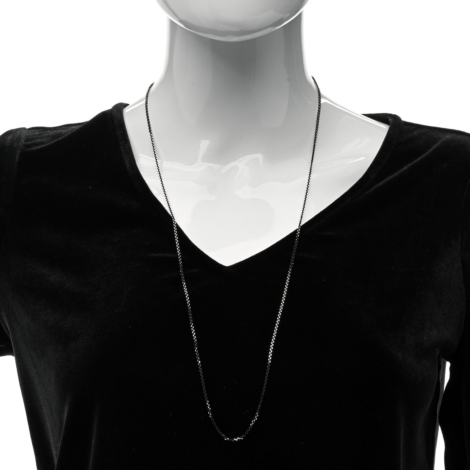 Tiffany Sterling Silver Enamel 1.75mm Chain Necklace Black 30" 2 of 5