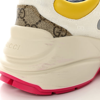 Gucci GG Supreme Monogram Mix Monogram Mens Rhyton Sneakers 5.5 London Blue Beige Sun Yellow 12 of 17