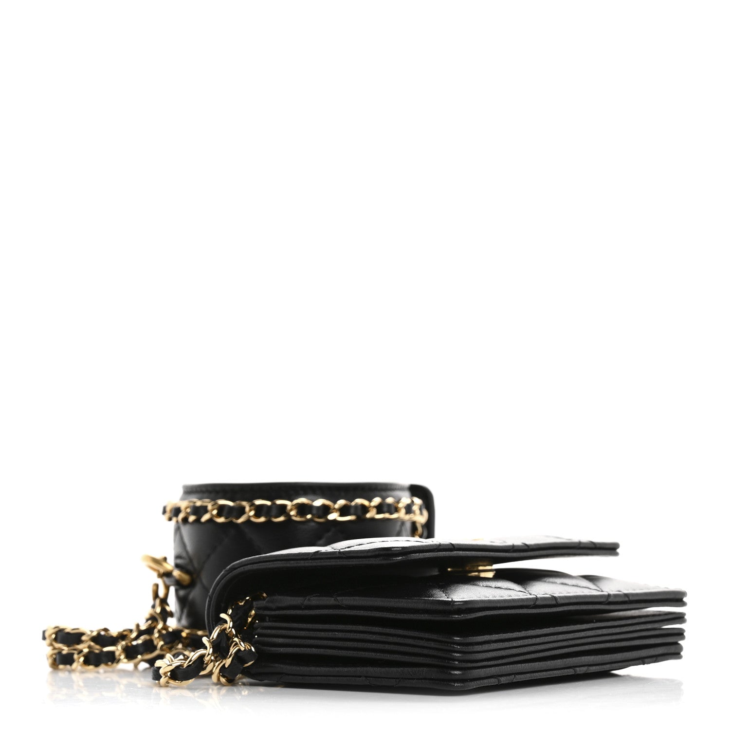 Chanel Lambskin Quilted Flap Card Holder With Cuff Black 4 of 10