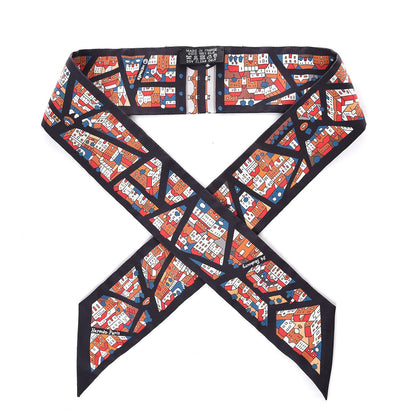 Hermes Silk Rive Droite Rive Gauche Twilly Noir Brique Bleu 1 of 5