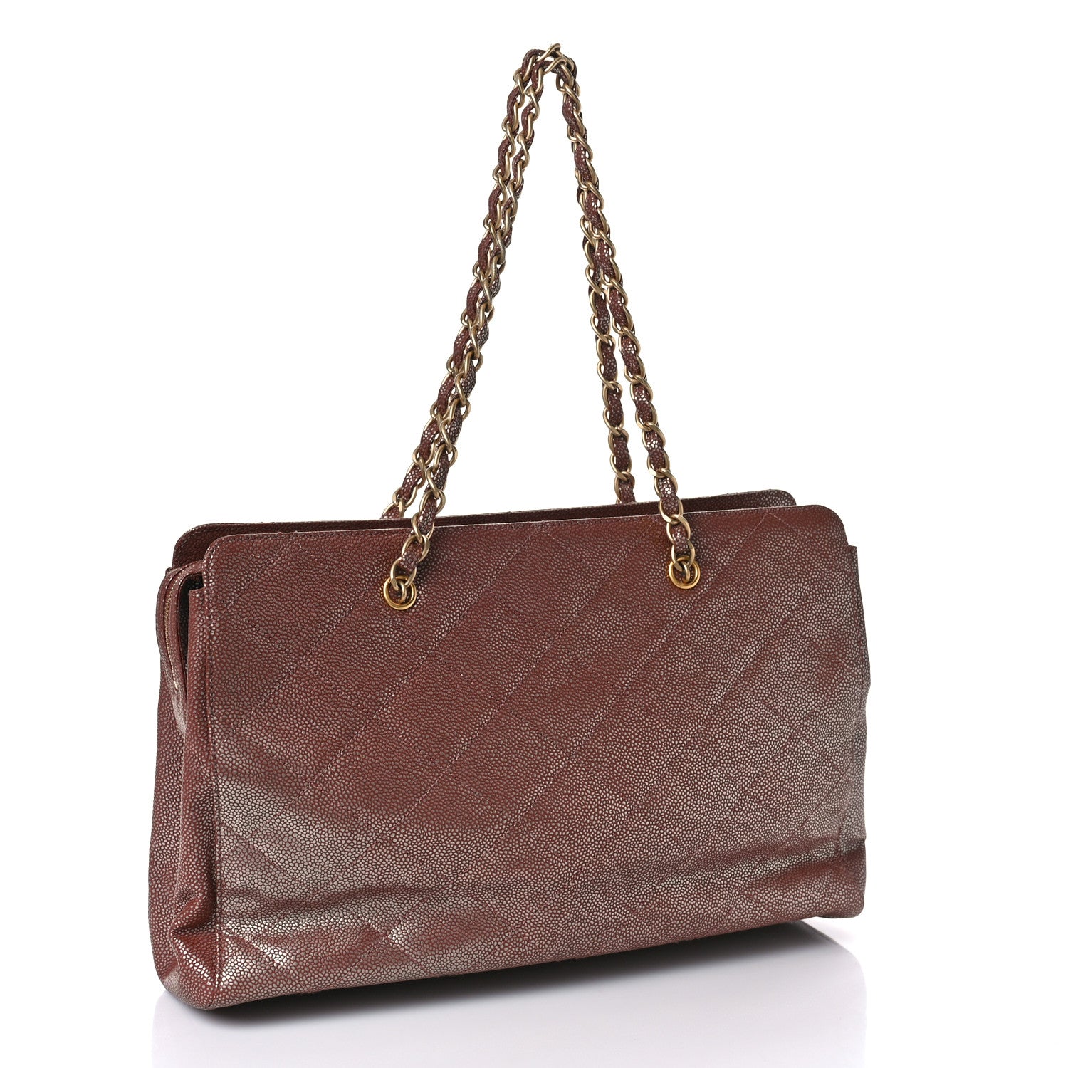 Chanel Metallic Caviar Quilted Shopping Tote Brown 3 of 9
