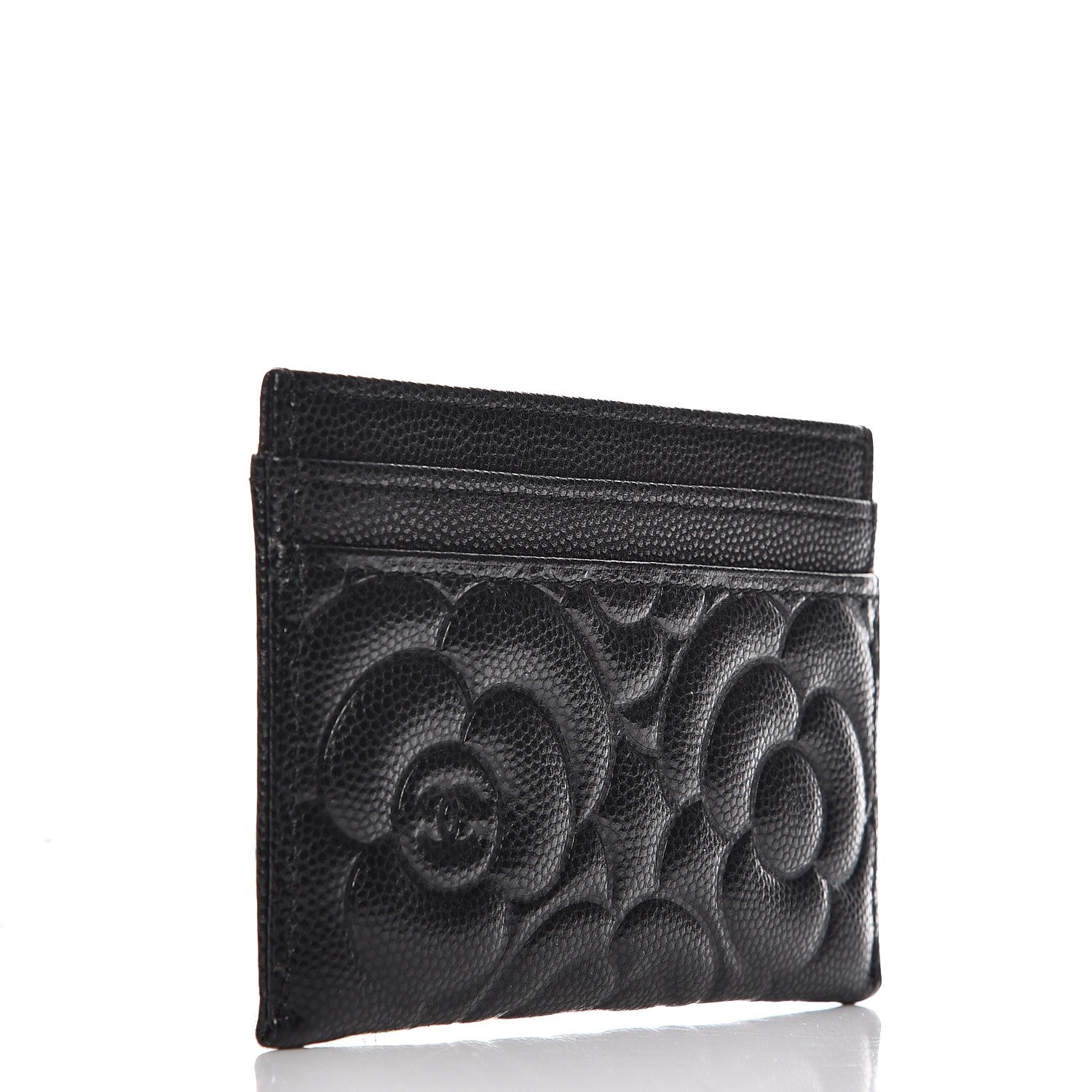 Chanel Caviar Camellia Embossed Card Holder Black 3 of 9
