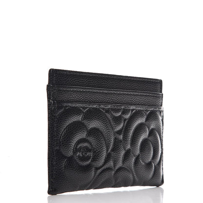 Chanel Caviar Camellia Embossed Card Holder Black 3 of 9