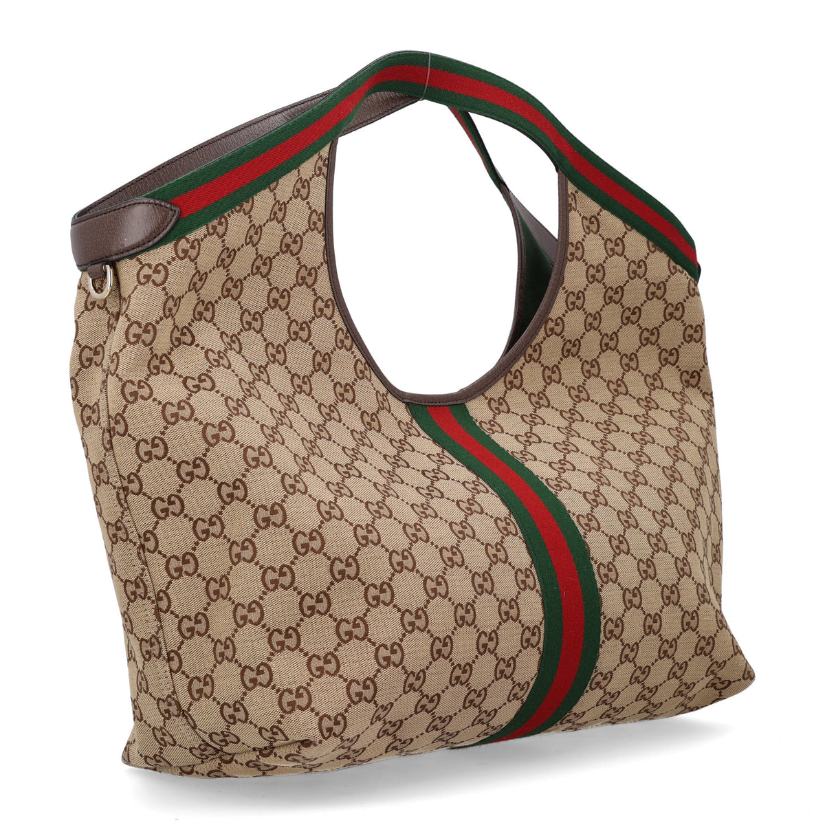 Gucci GG Monogram Web Large Giglio Tote Beige Brown 4 of 10