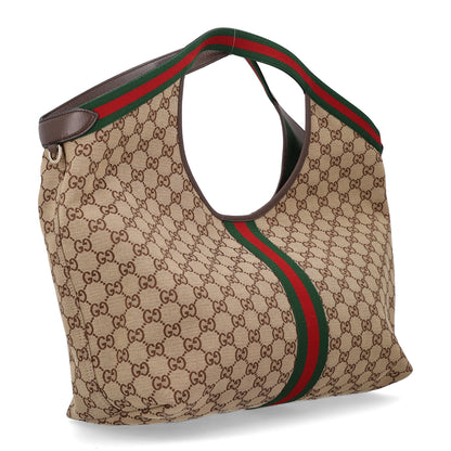 Gucci GG Monogram Web Large Giglio Tote Beige Brown 4 of 10