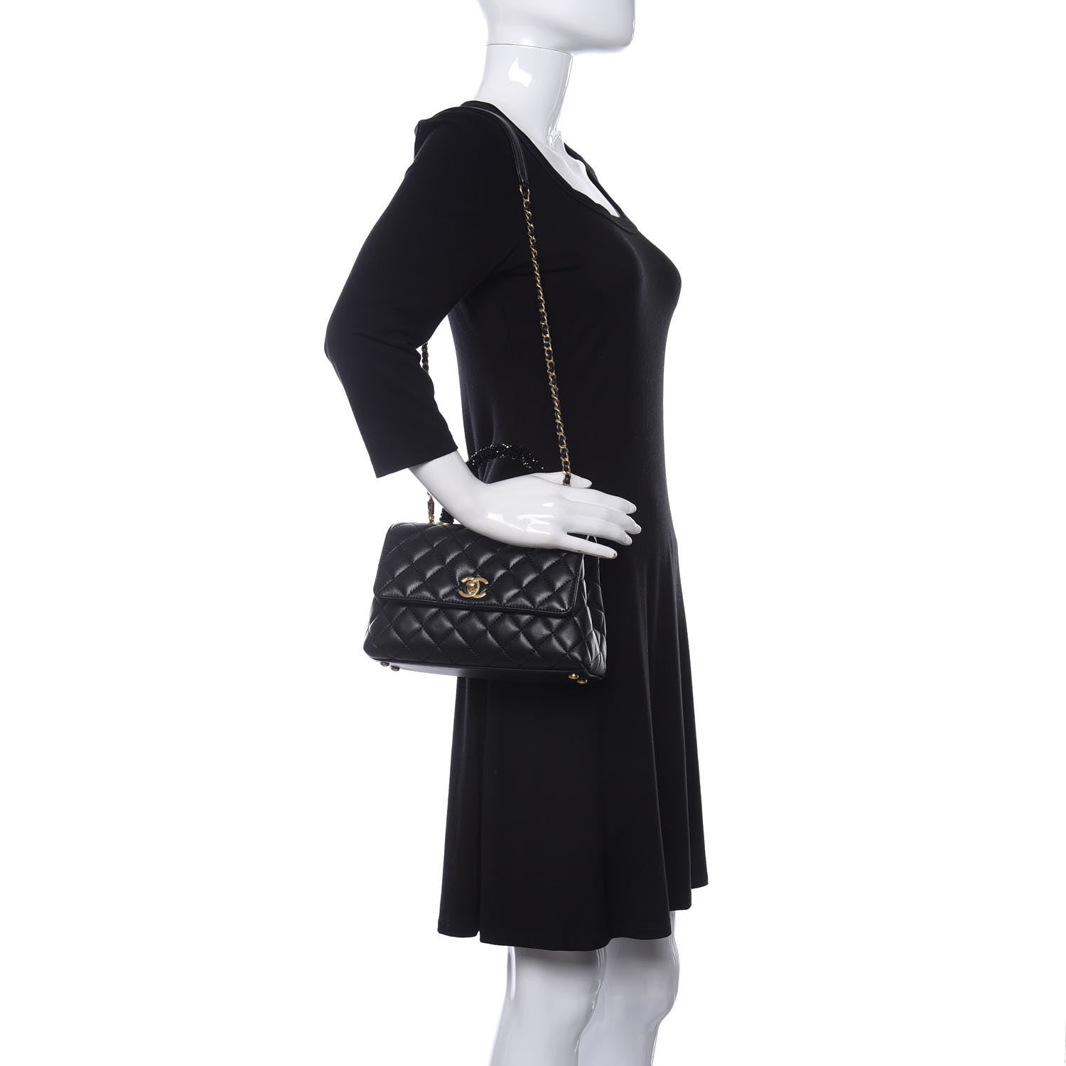 Chanel Calfskin Strass Quilted Mini Coco Handle Flap Black 2 of 10