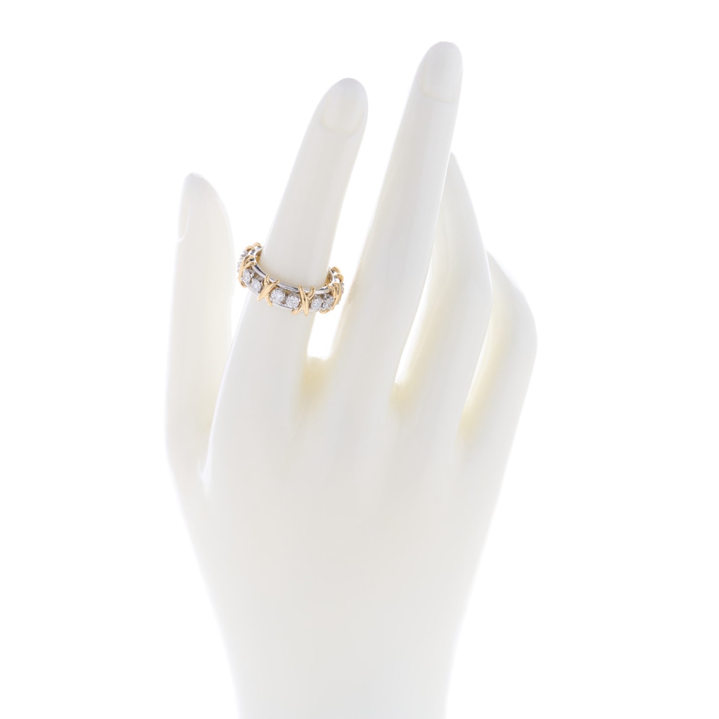 Platinum 18K Yellow Gold Diamond Schlumberger Sixteen Stone Ring 53 6.5
