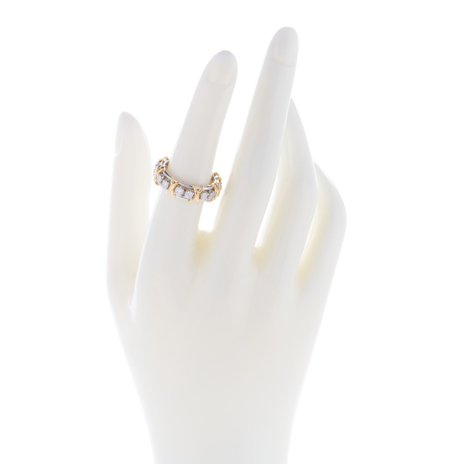 Tiffany Platinum 18K Yellow Gold Diamond Schlumberger Sixteen Stone Ring 53 6.5 2 of 4