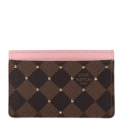 Louis Vuitton Damier Ebene Studded Card Holder Rose Ballerine 1 of 11