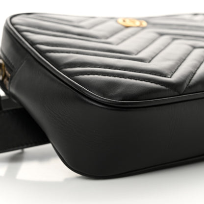 Gucci Calfskin Matelasse Mens GG Marmont Belt Bag 80 32 Black 9 of 14