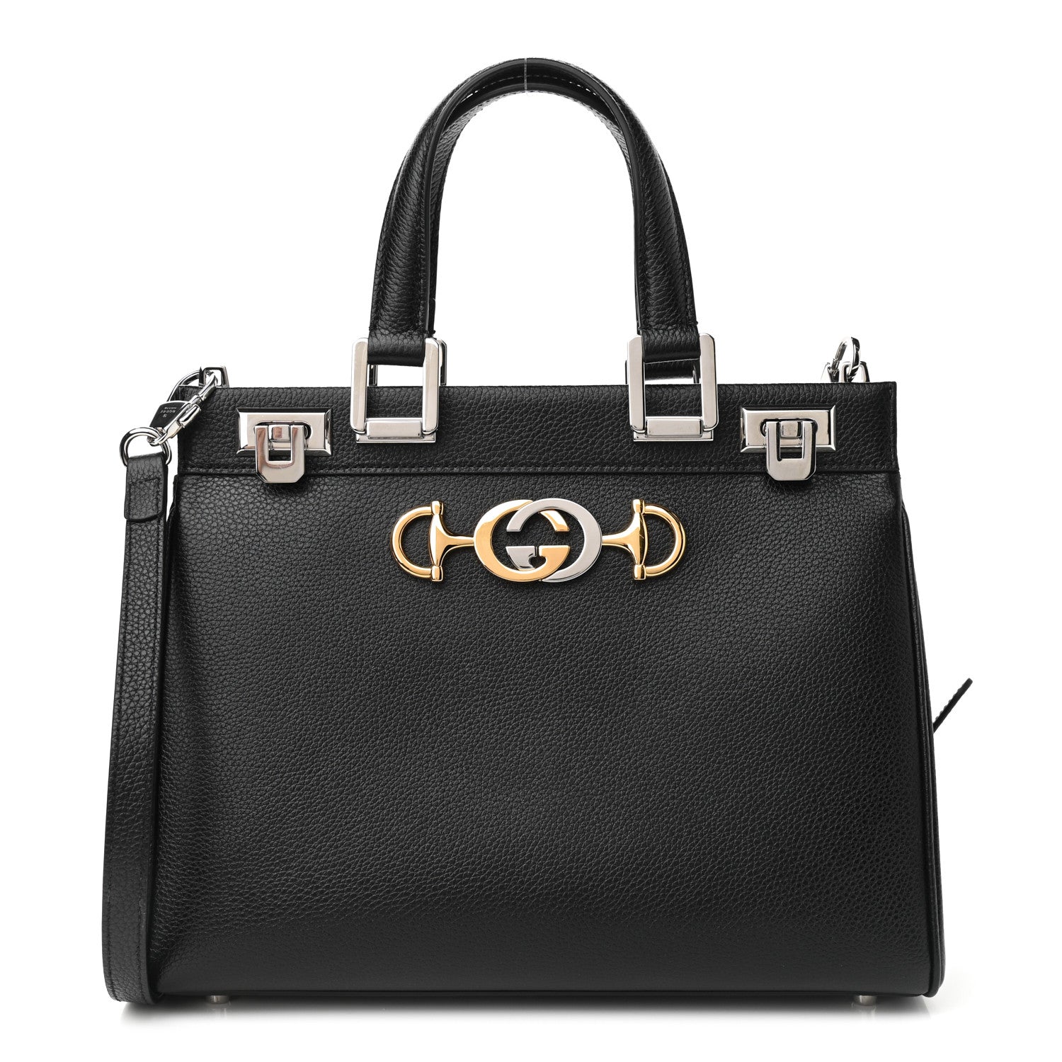 Gucci Grainy Calfskin Small Zumi Top Handle Bag Black 1 of 9