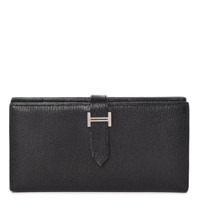 Hermes Chevre Mysore Bearn Gusset Wallet Black 1 of 8