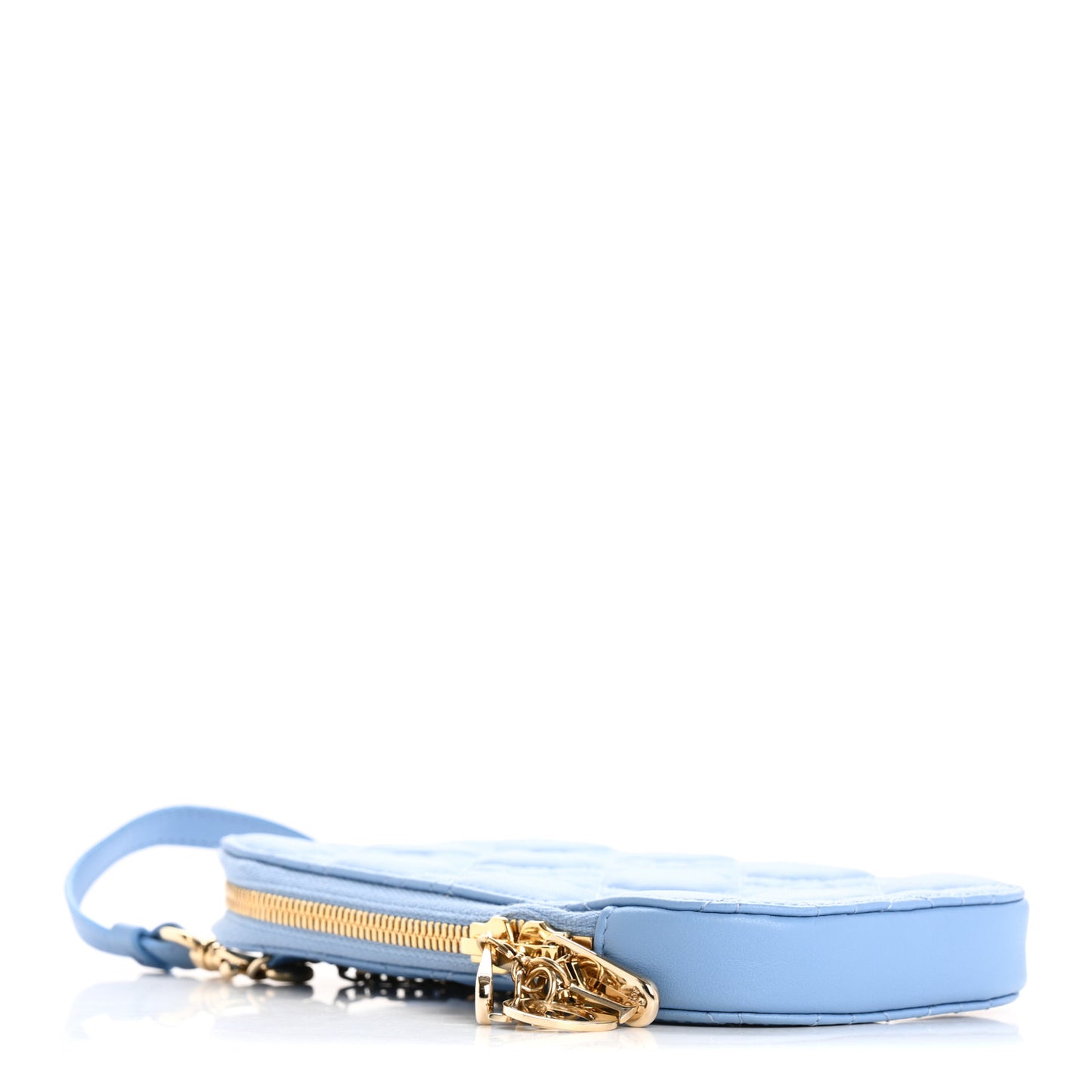 Lambskin Cannage Lady Dior Phone Holder Denim Blue