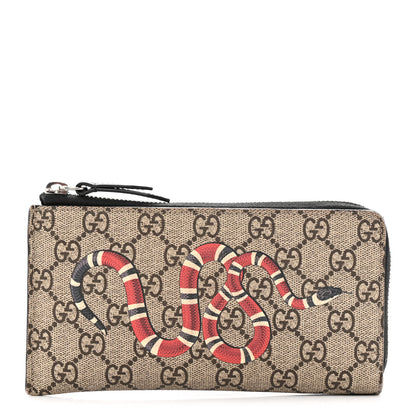 Gucci GG Supreme Monogram Kingsnake Zip Around Wallet Beige 1 of 14
