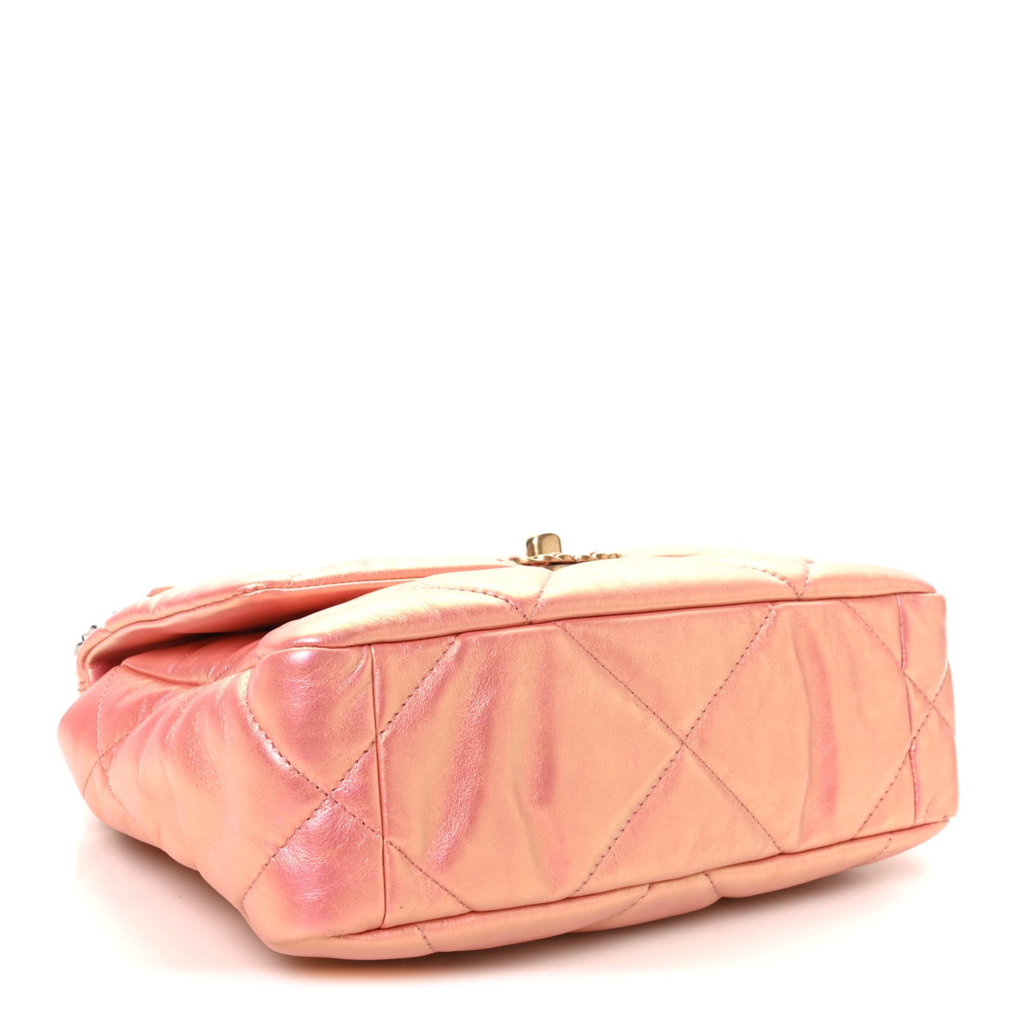 Iridescent Calfskin Quilted Medium Chanel 19 Flap Pink