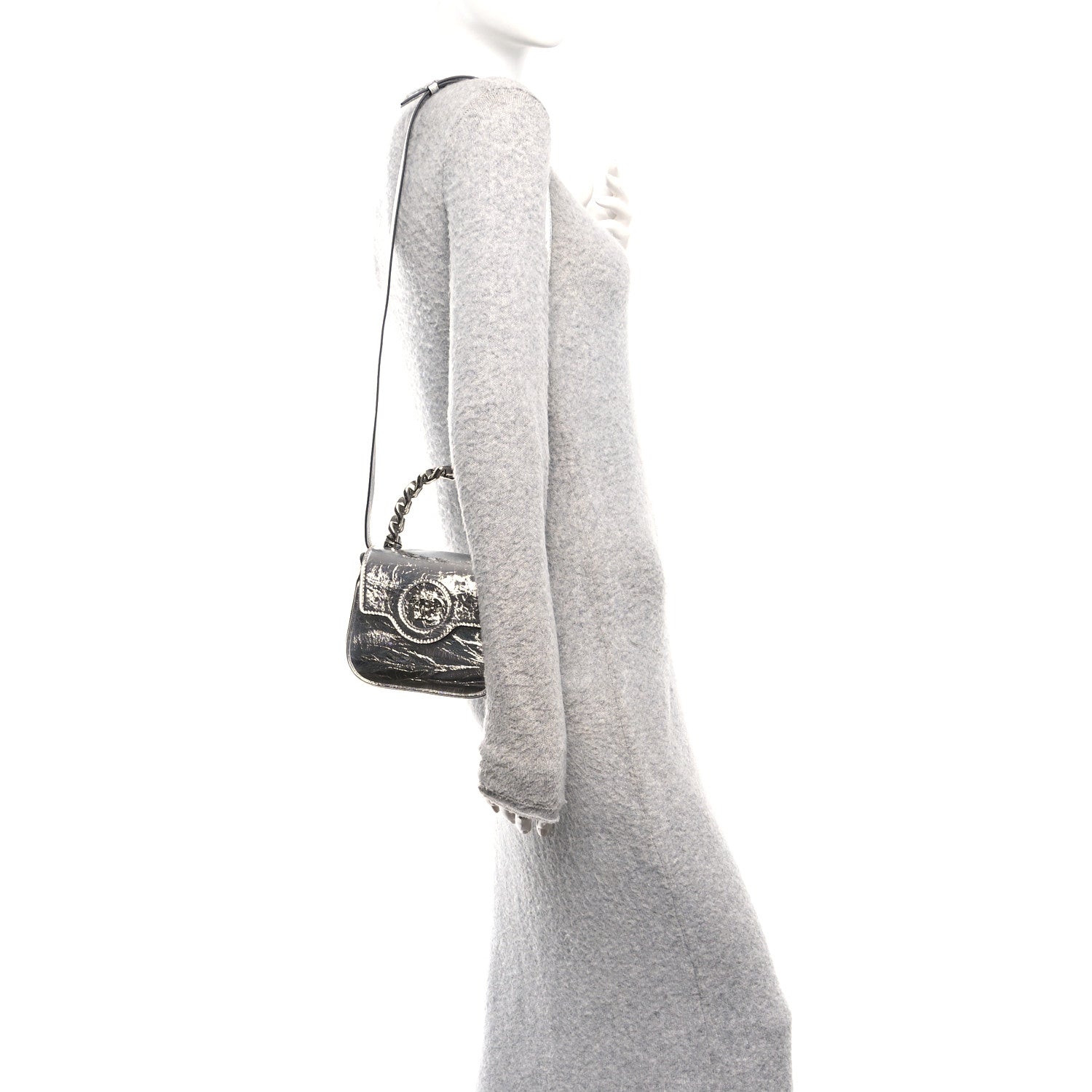 Versace Metallic Crackled Lambskin Mini La Medusa Silver 2 of 10