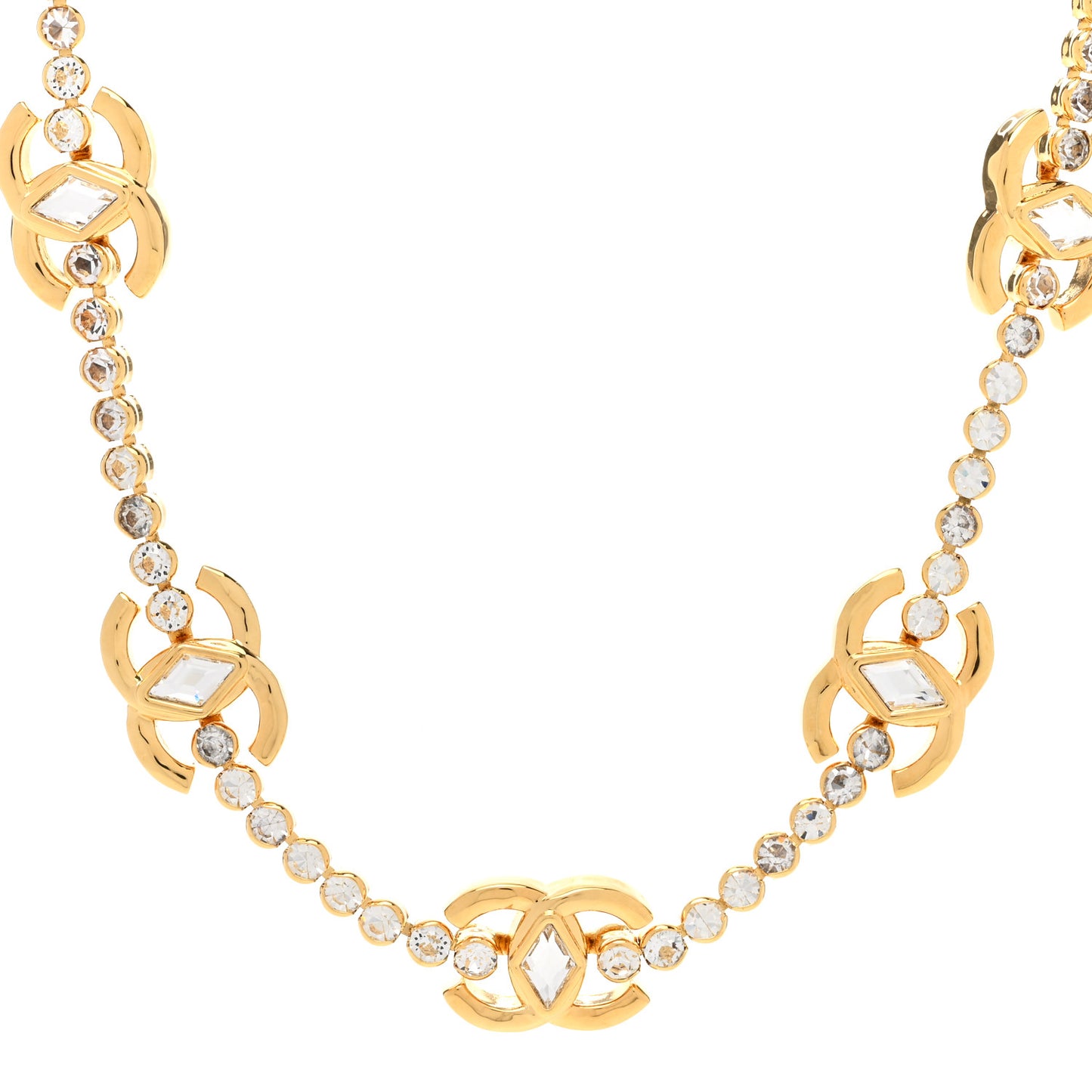 Metal Crystal CC Marquise Choker Gold