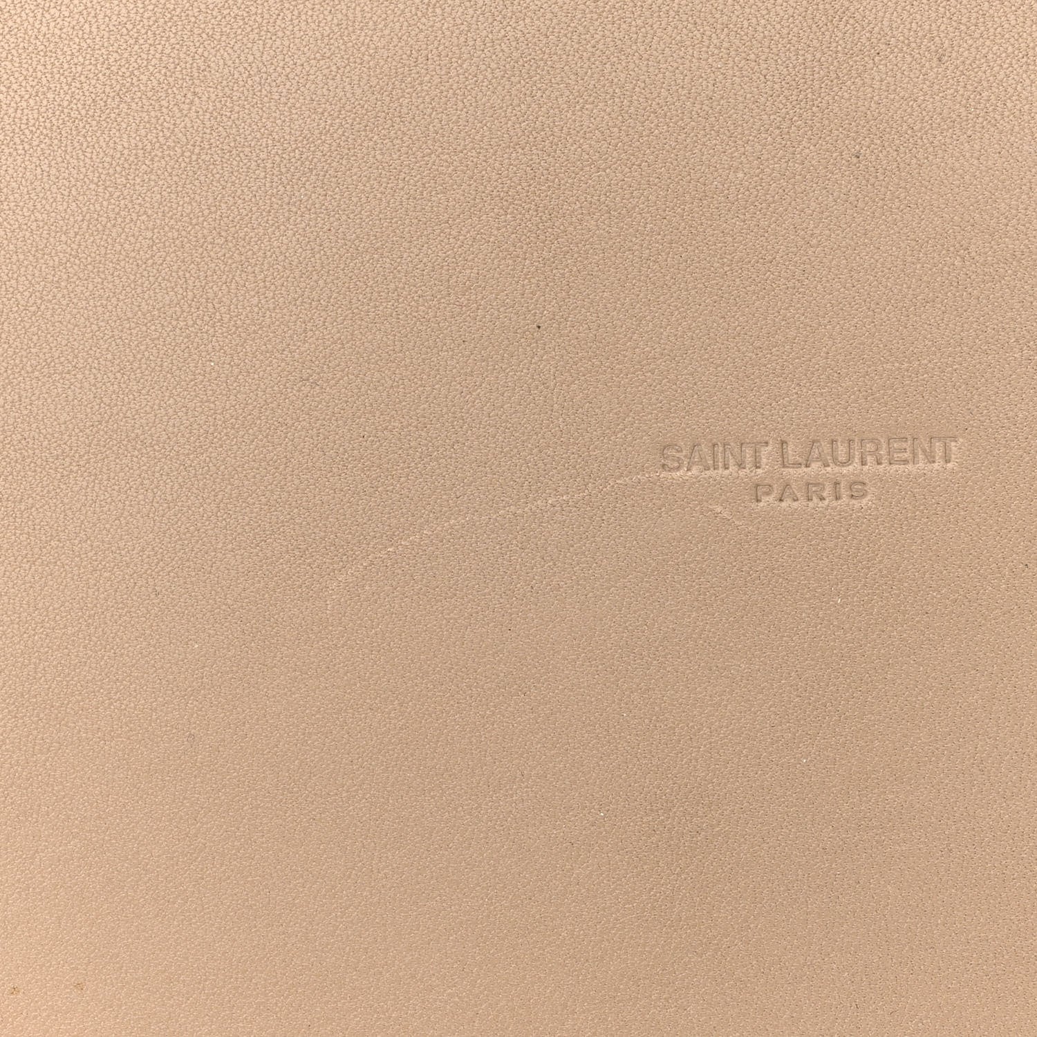 Saint Laurent Diagonal Canvas Calfskin Rive Gauche Bucket Bag Beige 11 of 12