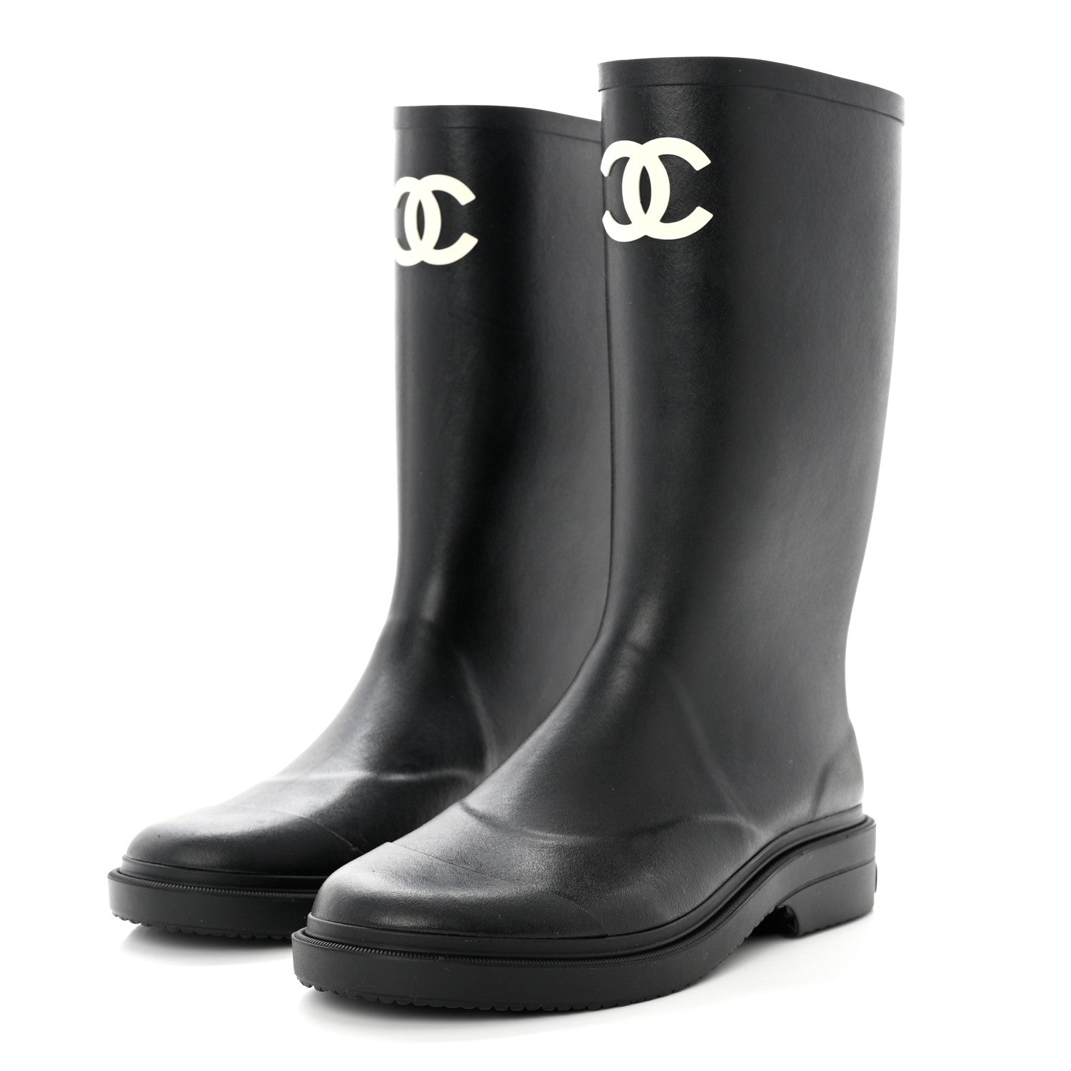 Chanel Caoutchouk CC High Boots 41 Black 3 of 8