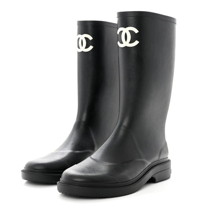 Chanel Caoutchouk CC High Boots 41 Black 3 of 8