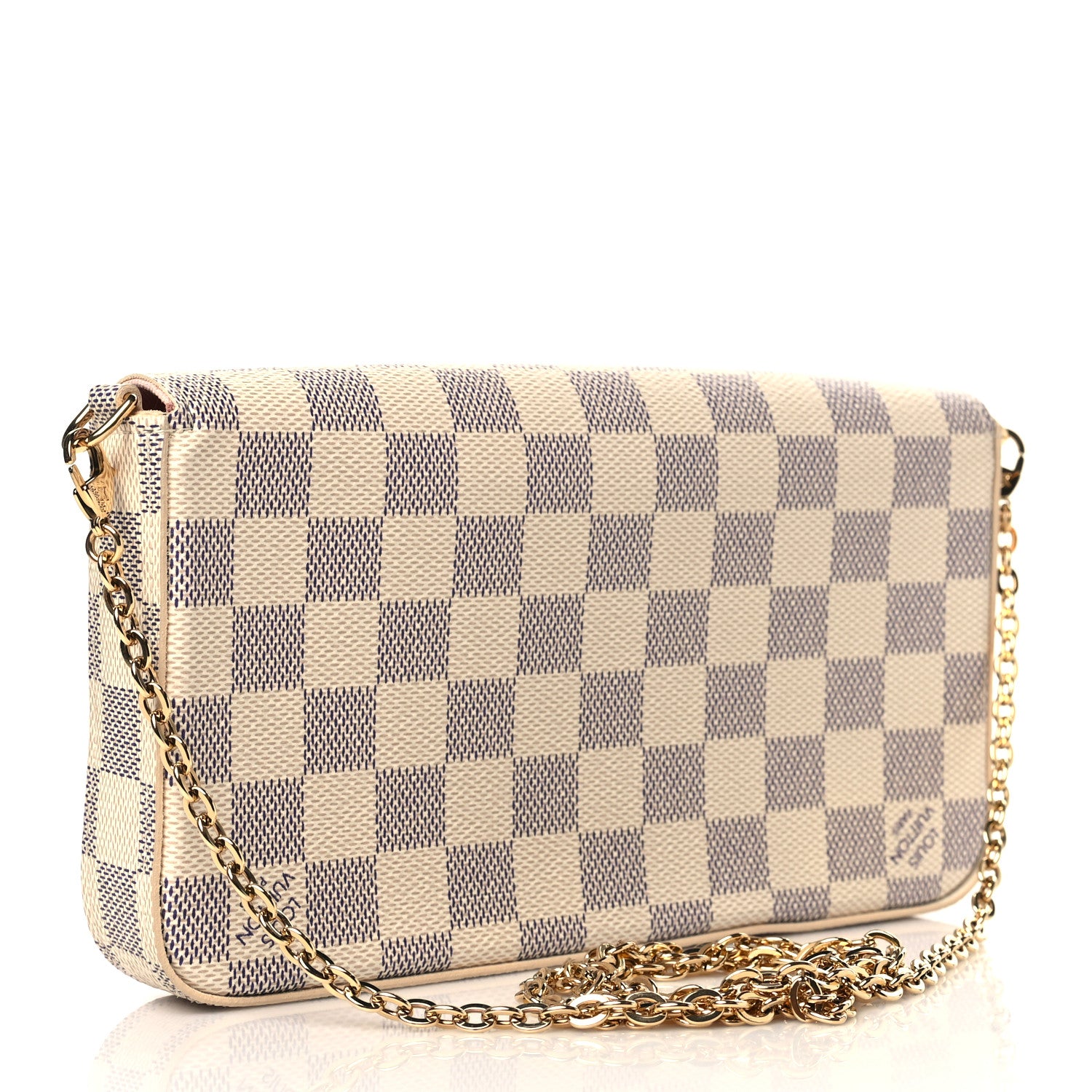 Louis Vuitton Damier Azur Pochette Felicie Chain Wallet Rose Ballerine 4 of 7