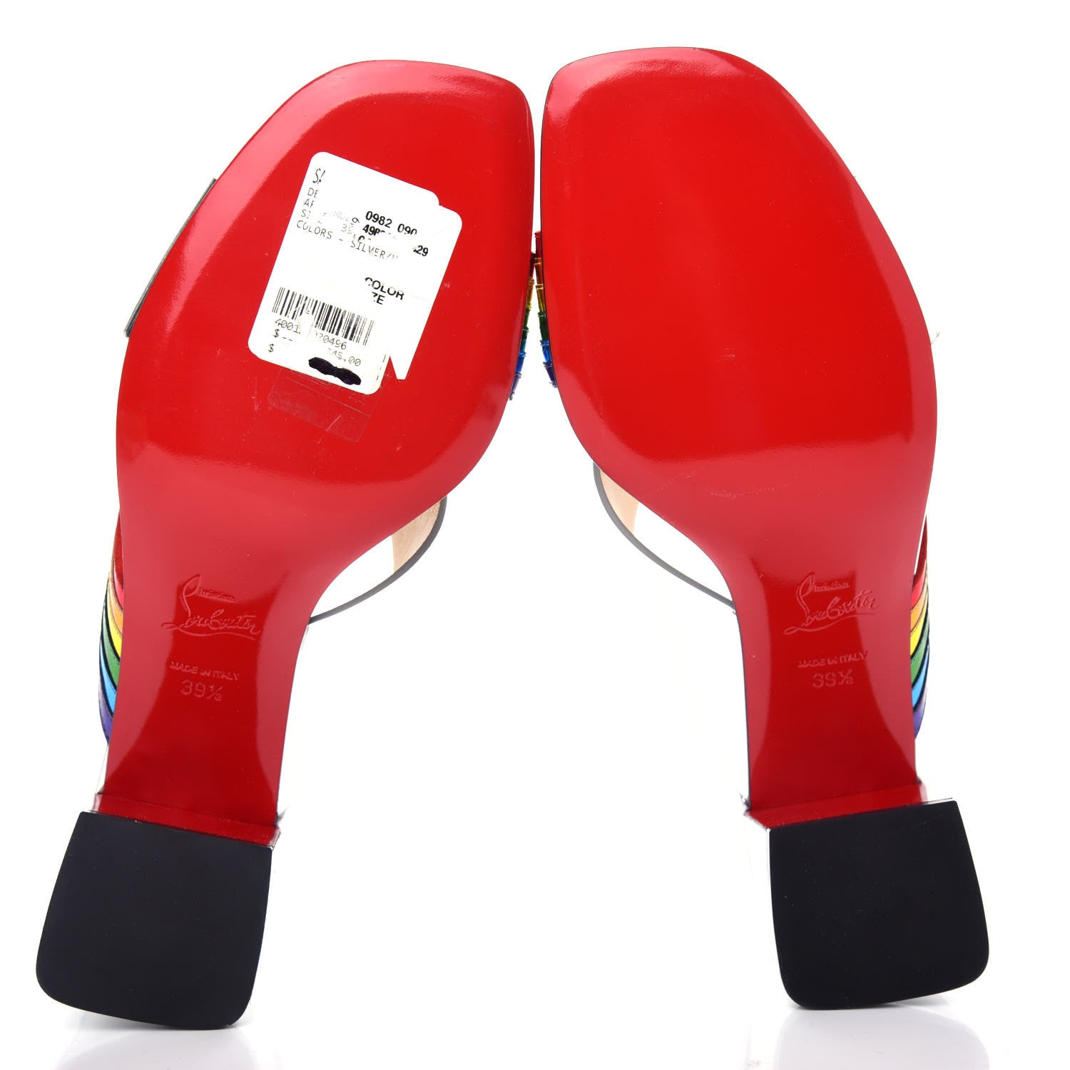 Christian Louboutin Metallic Calfskin Rainbow Arkenmule 55 Slide Sandals 39.5 Silver Multicolor 6 of 11