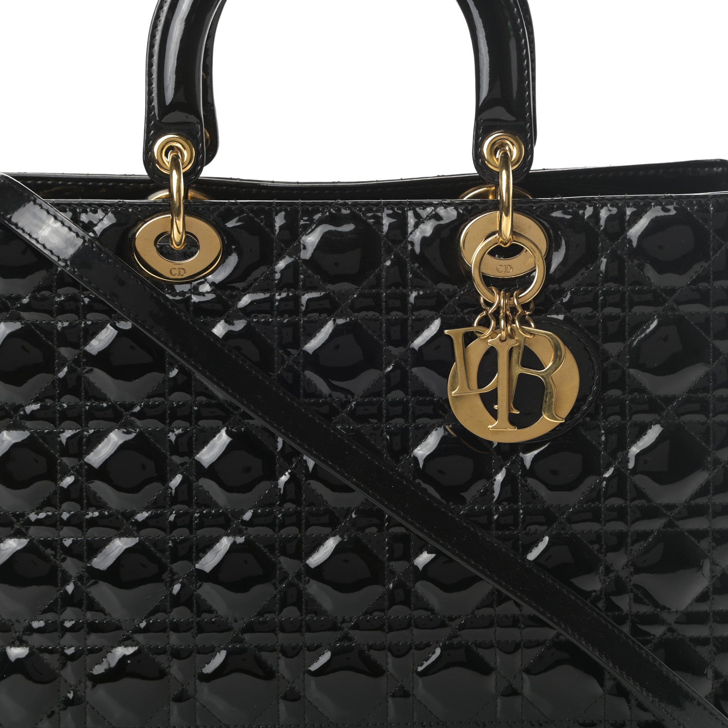 Christian Dior Patent Cannage Large Lady Dior Black 8 of 12