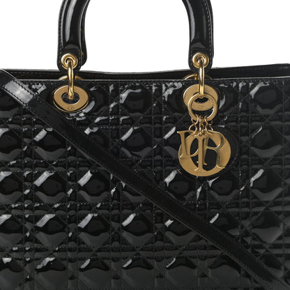 Christian Dior Patent Cannage Large Lady Dior Black 8 of 12