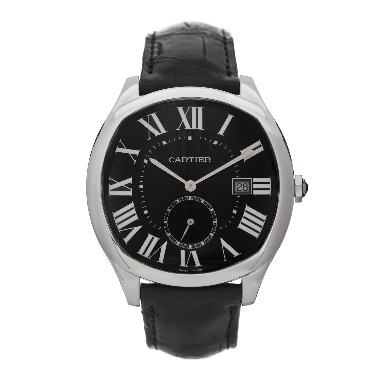 Stainless Steel Alligator 41mm Drive De Cartier Automatic Watch Black