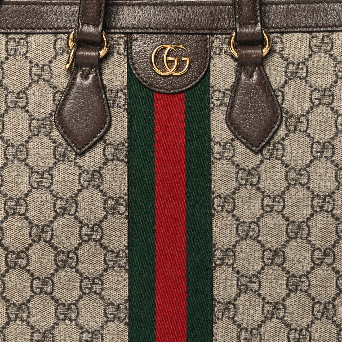 GG Supreme Monogram Web Medium Ophidia Tote Bag Brown