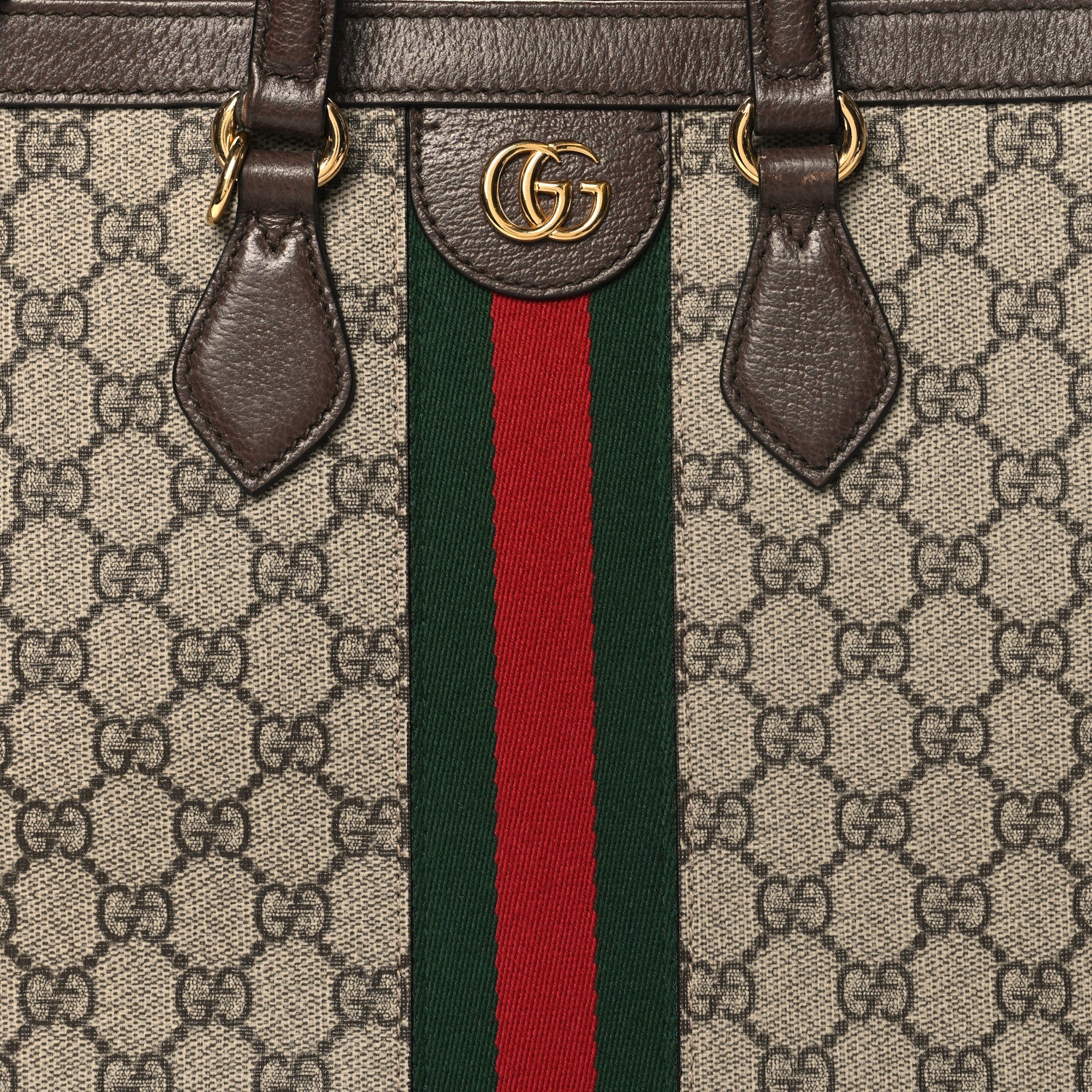 Gucci GG Supreme Monogram Web Medium Ophidia Tote Bag Brown 7 of 13