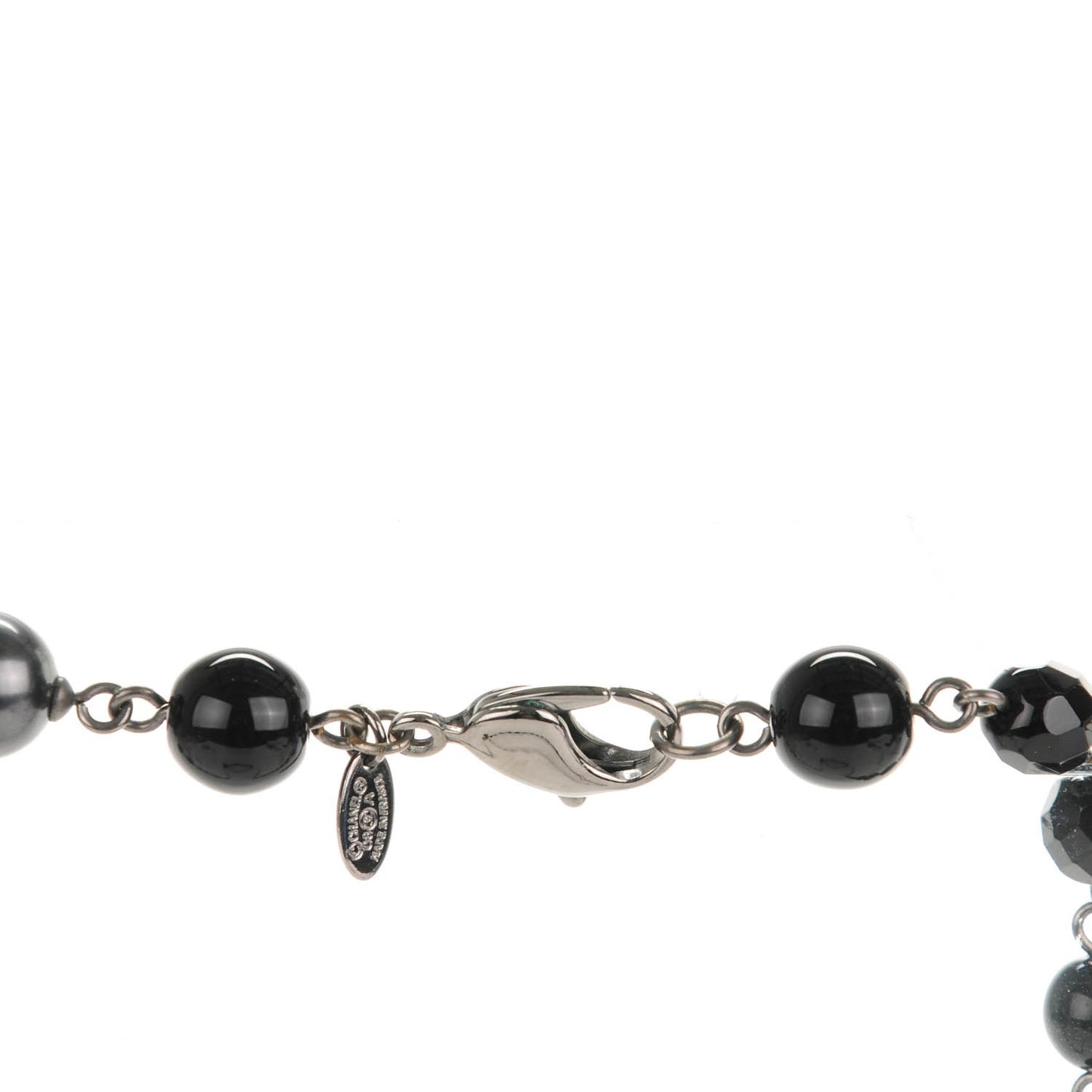 Ruthenium Beaded CC Long Necklace Black