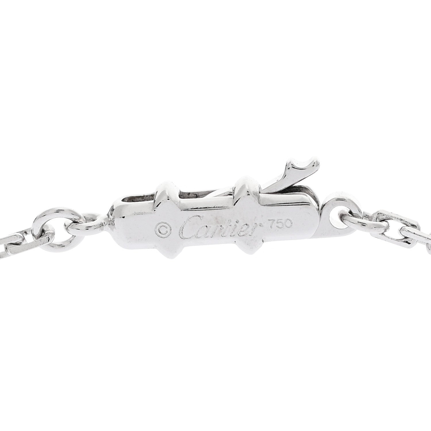 Cartier 18K White Gold Diamond Double C Cartier Pendant Necklace 4 of 6