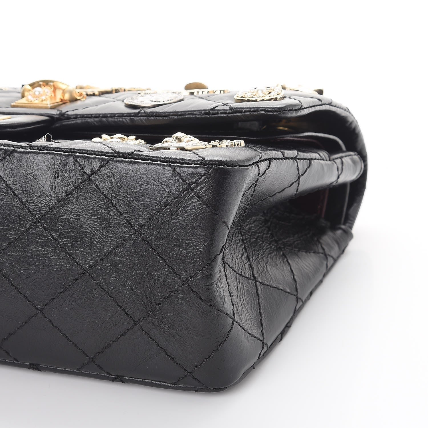 Chanel Aged Calfskin Lucky Charms 2.55 Reissue 225 Flap Black 10 of 11
