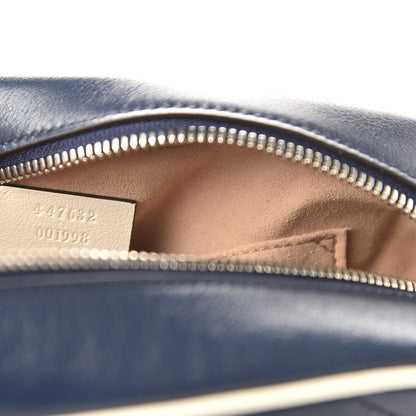 Gucci Vintage Effect Calfskin Matelasse Diagonal Small Torchon GG Marmont Chain Shoulder Bag Blue Agata Mystic White 9 of 10