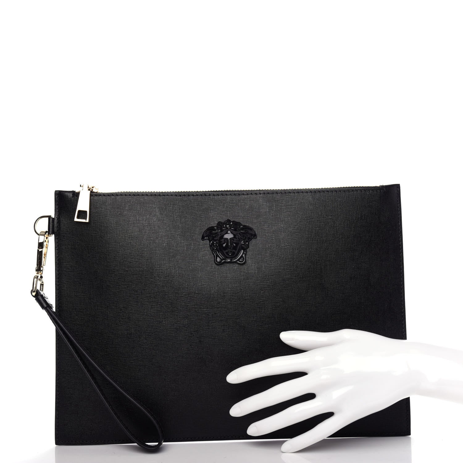 Versace Saffiano Medusa Wrist Pouch Black 2 of 6