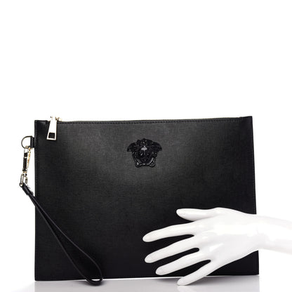 Versace Saffiano Medusa Wrist Pouch Black 2 of 6