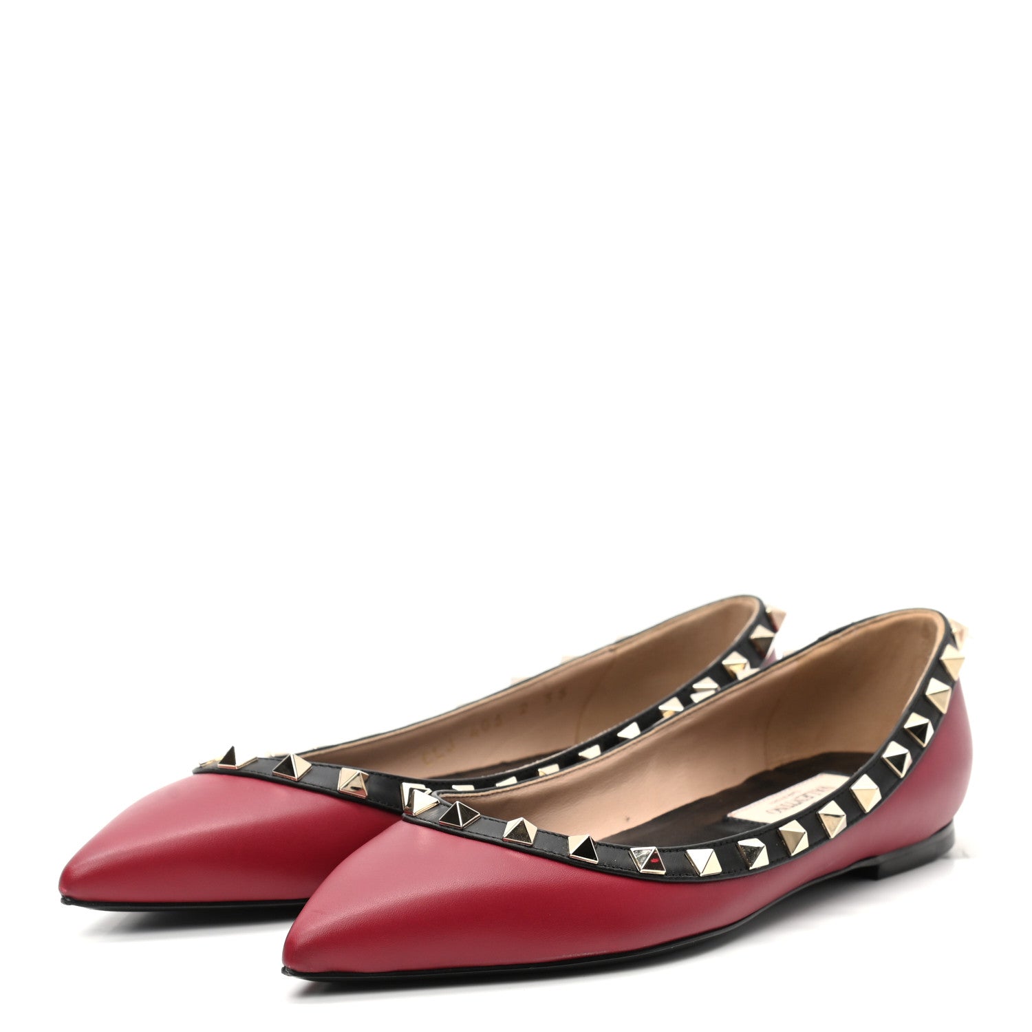 Valentino Garavani Nappa Rockstud Ballerina Flats 35 Scarlet Black 3 of 10