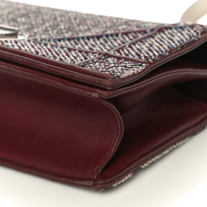 Christian Dior Tweed Calfskin Medium Diorama Flap Bag Burgundy Multicolor 9 of 32