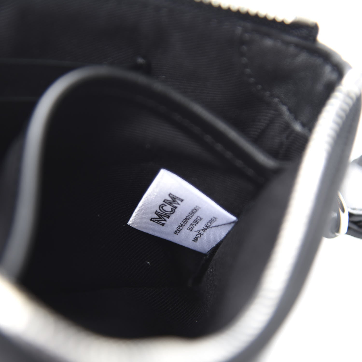 MCM Calfskin Wristlet Logo Zip Pouch Black 7 of 7