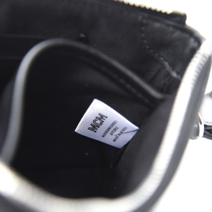 MCM Calfskin Wristlet Logo Zip Pouch Black 7 of 7