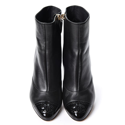 Chanel Lambskin Patent Cap Toe Short Ankle Boots 35.5 Black 6 of 12