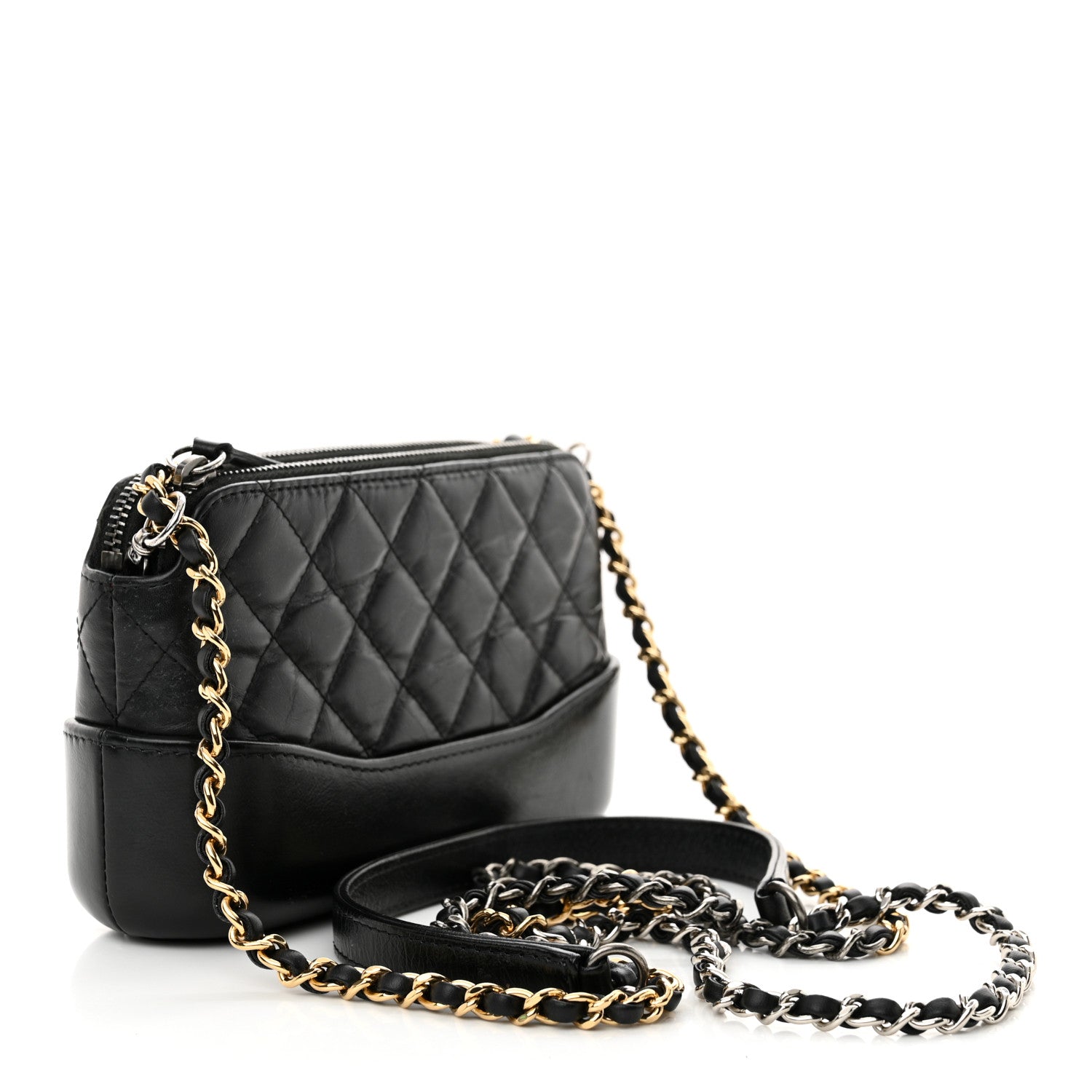 Chanel Aged Calfskin Quilted Small Gabrielle Clutch With Chain Black 3 of 16
