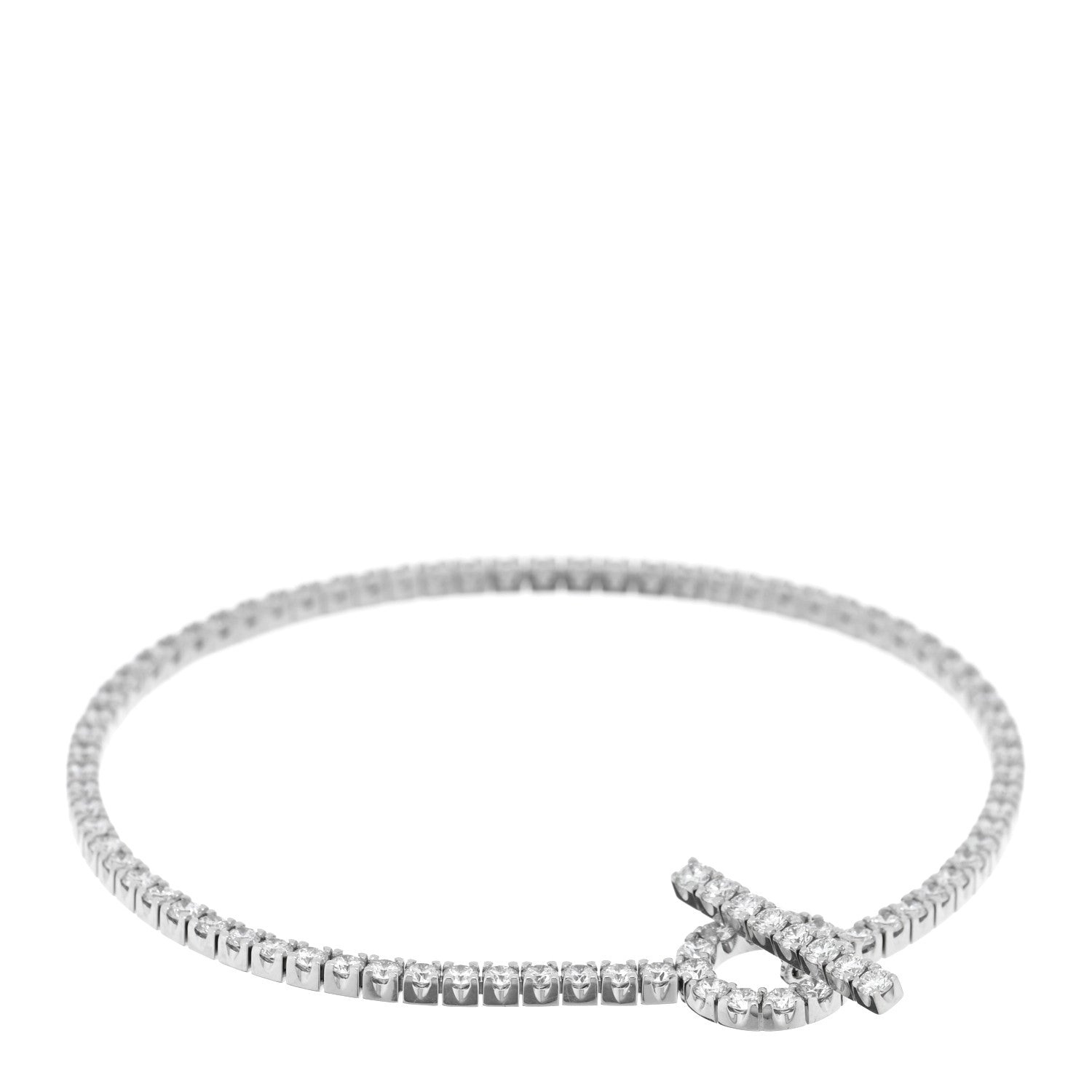 Hermes 18K White Gold Diamond Finesse Link Bracelet ST 1 of 4