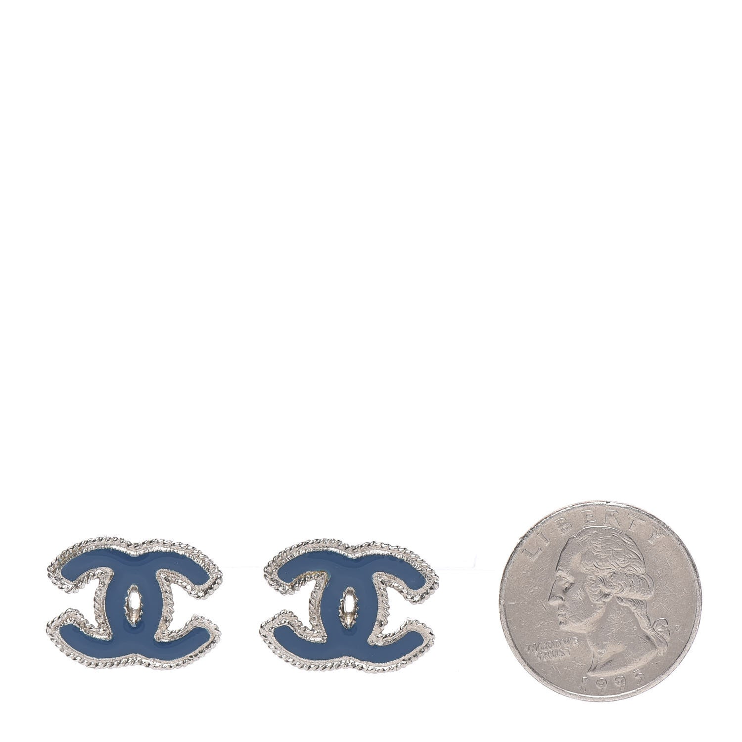 Chanel Enamel CC Earrings Blue 2 of 5