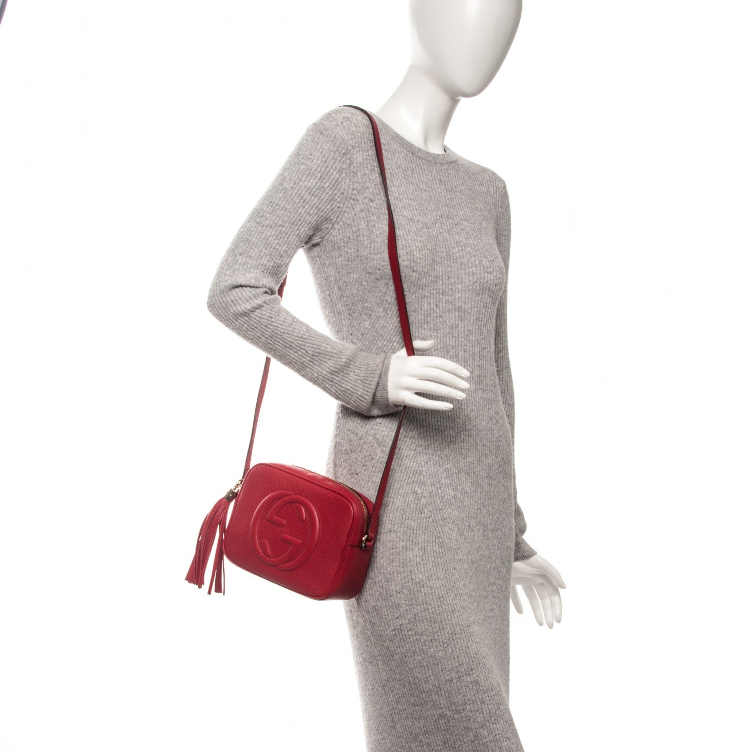 Gucci Pebbled Calfskin Small Soho Disco Bag Tabasco Red 2 of 7