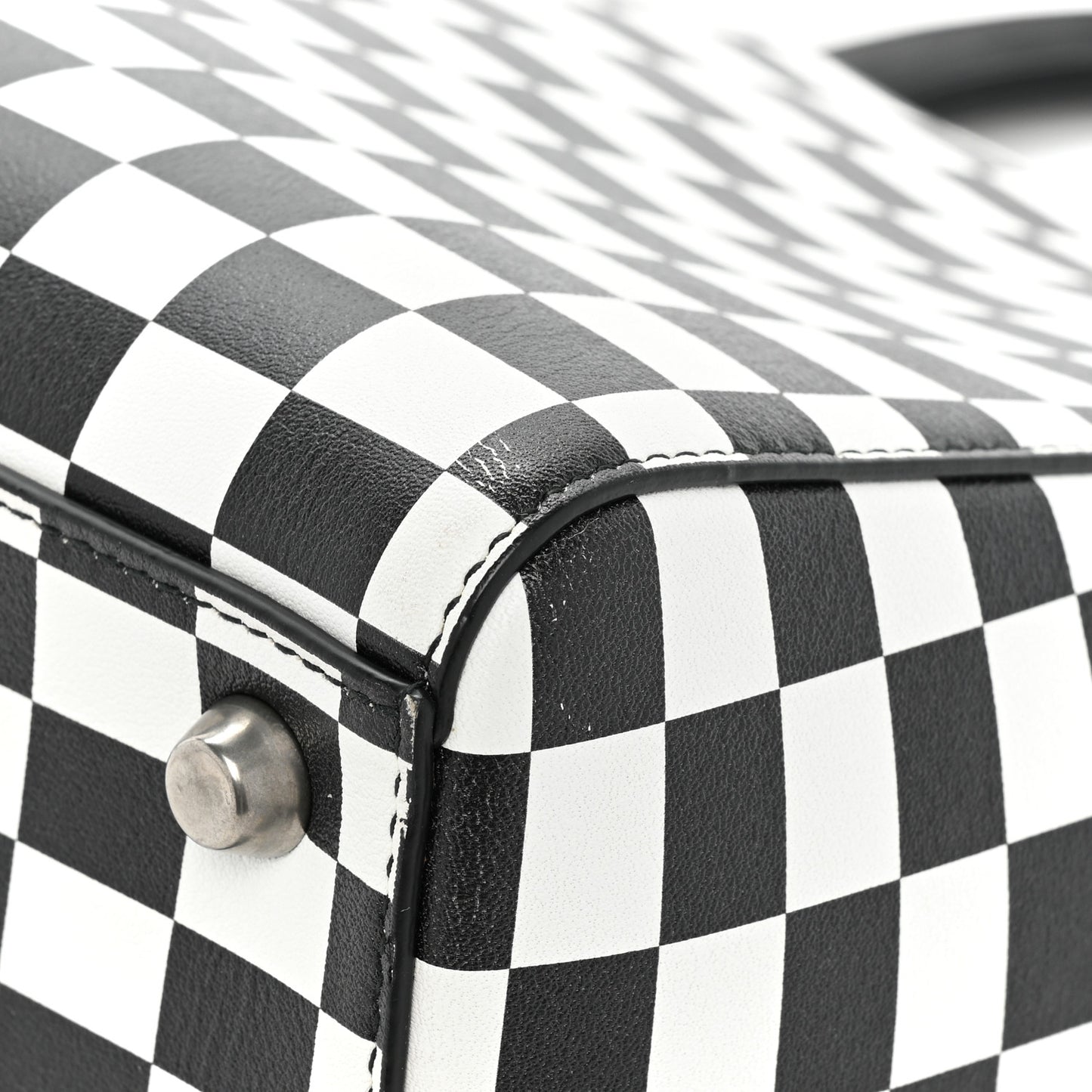 Calfskin Checkered Medium Lady Dior Black White