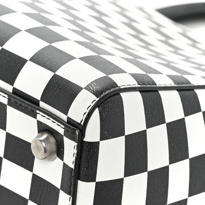 Christian Dior Calfskin Checkered Medium Lady Dior Black White 10 of 12