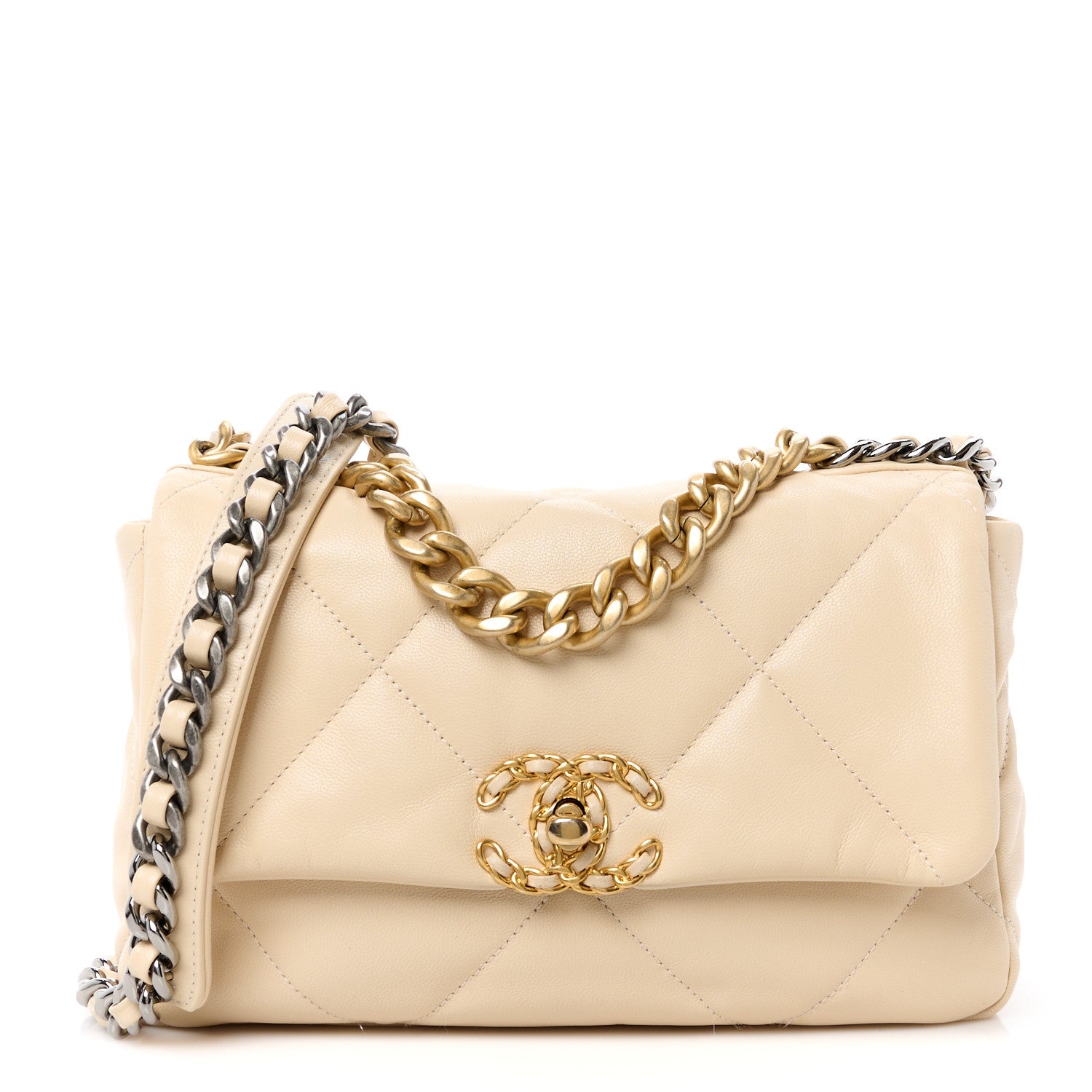 Chanel Goatskin Quilted Medium Chanel 19 Flap Light Beige 1 of 11